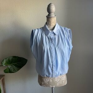 Do + Be Bubble Hem Button Down Top in Light Blue